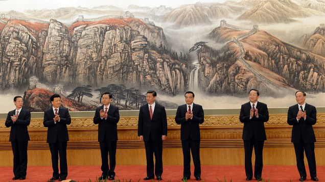 Os sete integrantes do novo Comitê Permanente do Partido Comunista chinês, apresentados em Pequim