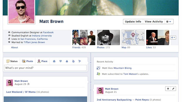 Novo visual do perfil do usuário do Facebook