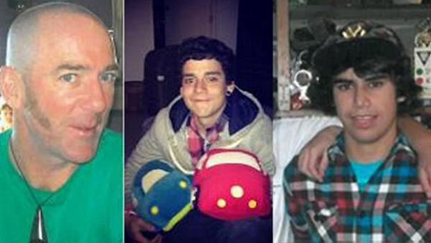 Polícia divulgou foto dos três desaparecidos: o instrutor Bryce John Jourdain, o brasileiro João Felipe Martins de Melo e o neozelandês Stephen Lewis Kahukaka-Gedye
