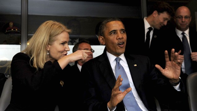 O presidente americano Barack Obama e a primeira-ministra dinamarquesa Helle Thorning-Schmidt