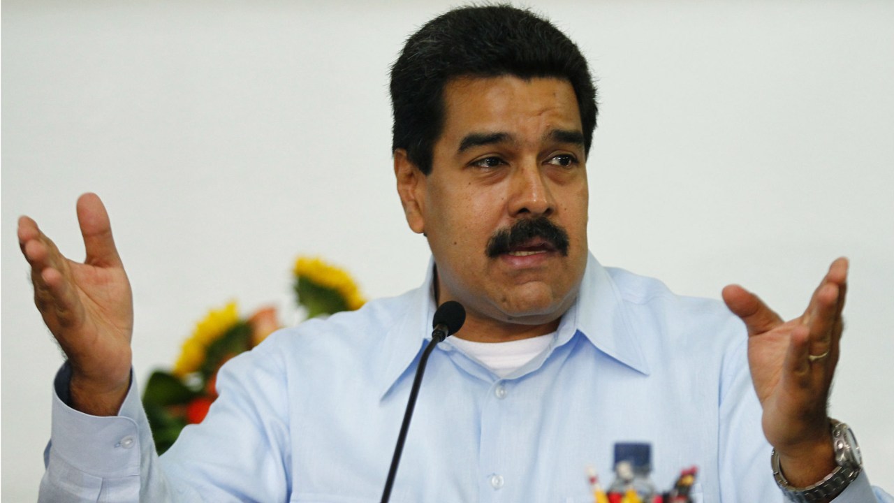 O presidente venezuelano Nicolás Maduro discursa em Caracas