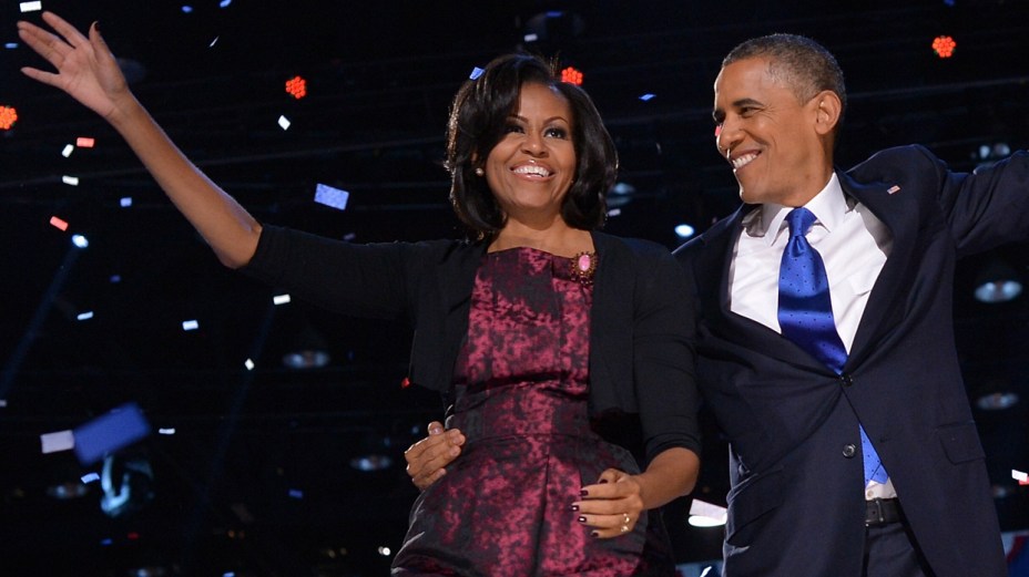 O casal Obama na festa da vitória pela reeleição: mais quatro anos na Casa Branca
