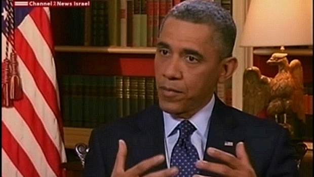 O presidente dos EUA, Barack Obama, durante entrevista à televisão israelense