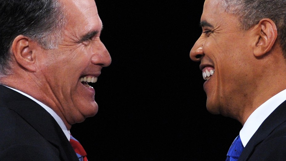 Candidatos à Presidência dos EUA, Barack Obama e Mitt Romney, participam do último debate na TV antes das eleições