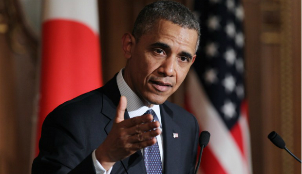 O presidente americano Barack Obama durante uma entrevista coletiva em Tóquio