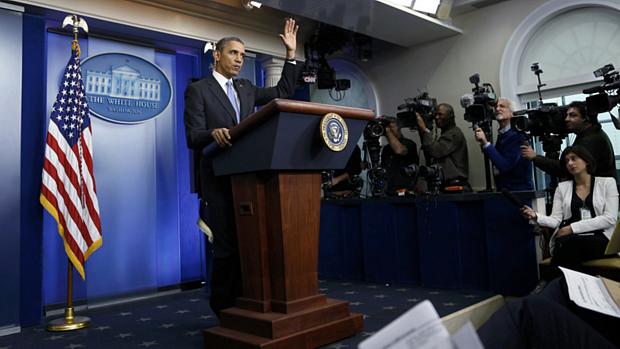O presidente Barack Obama durante entrevista coletiva de encerramento do ano 2013 na Casa Branca