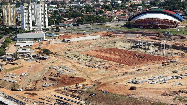 Obras do Arena Pantanal, em Cuiabá, para a Copa do Mundo de 2014