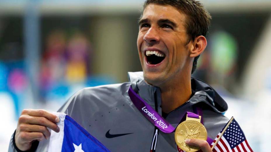 Michael Phelps, medalha de ouro no revezamento 4x200m livre, em 31/07/2012