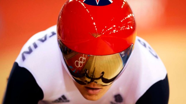 A britânica Victoria Pendleton, que bateu um recorde olímpico, durante prova de ciclismo nas Olimpíadas de Londres, em 05/08/2012