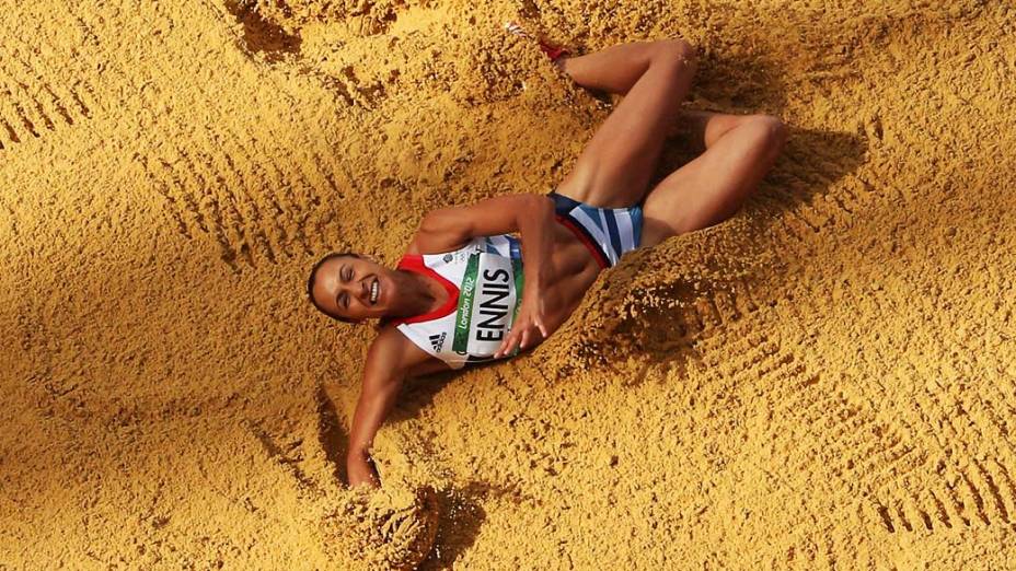 A britânica Jessica Ennis durante prova do heptathlon do qual ela saiu vitoriosa nas Olimpíadas de Londres, em 04/08/2012