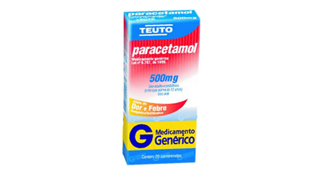 Paracetamol 500 mg, fabricado pelo laboratório Teuto