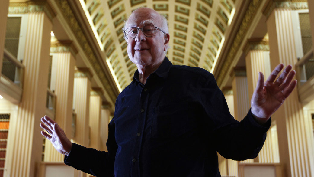 Peter Higgs na Universidade de Edimburgo, na Escócia