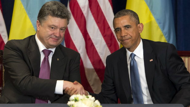 Petro Poroshenko, presidente eleito da Ucrânia, e Barack Obama, presidente dos EUA, encontram-se em Varsóvia