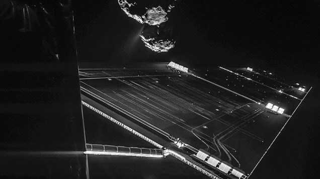 <p>O robô Philae enviou à Terra esta foto antes de completar seu pouso histórico no cometa 67P/Churyumov-Gerasimenko, em novembro deste ano</p>