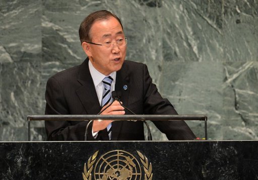 O secretário-geral da ONU, Ban Ki-Moon, participa da Assembleia Geral da organização em Nova York em 25 de setembro