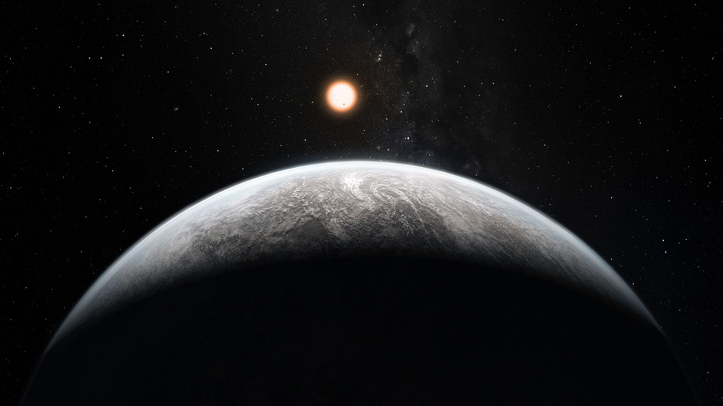 Concepção artística do HD 85512 b, um raro planeta fora do Sistema Solar que ocupa a zona habitável de sua estrela