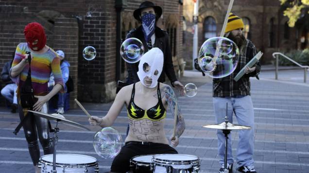 Protesto em prol da banda russa Pussy Riot, na Austrália