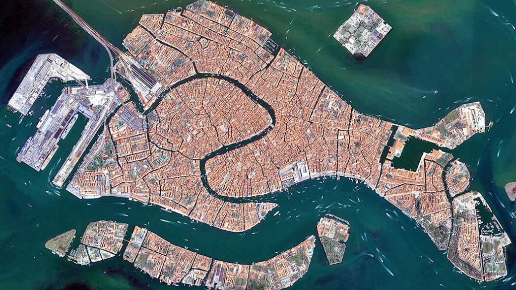 Vista aérea de Veneza, Itália