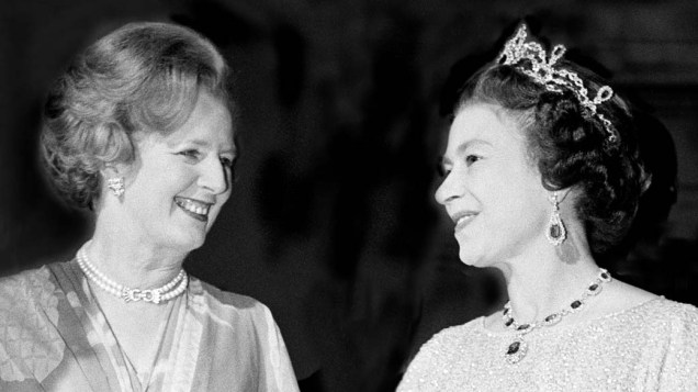 Primeira-ministra Margaret Thatcher e a rainha Elizabeth II, em 1979