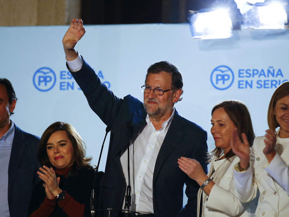 Primeiro ministro e candidato do PP, Mariano Rajoy após resultado de eleições na Espanha