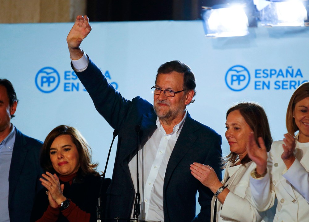 Primeiro ministro e candidato do PP, Mariano Rajoy após resultado de eleições na Espanha