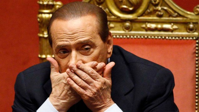 O primeiro-ministro italiano Silvio Berlusconi durante sessão no Senado em Roma, na Itália