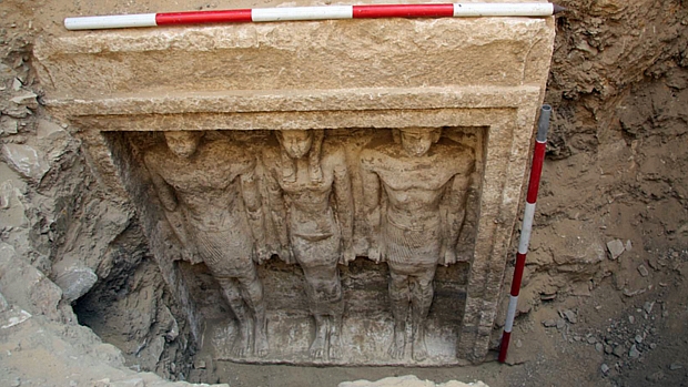 Detalhe da tumba da princesa egípcia Shert Nebt, encontrada no sul do Cairo