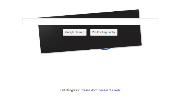 Protesto: o Google, quando acessado de dentro dos Estados unidos, aparecia com o logo censurado
