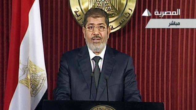 Mohamed Mursi, presidente do Egito, durante pronunciamento na TV