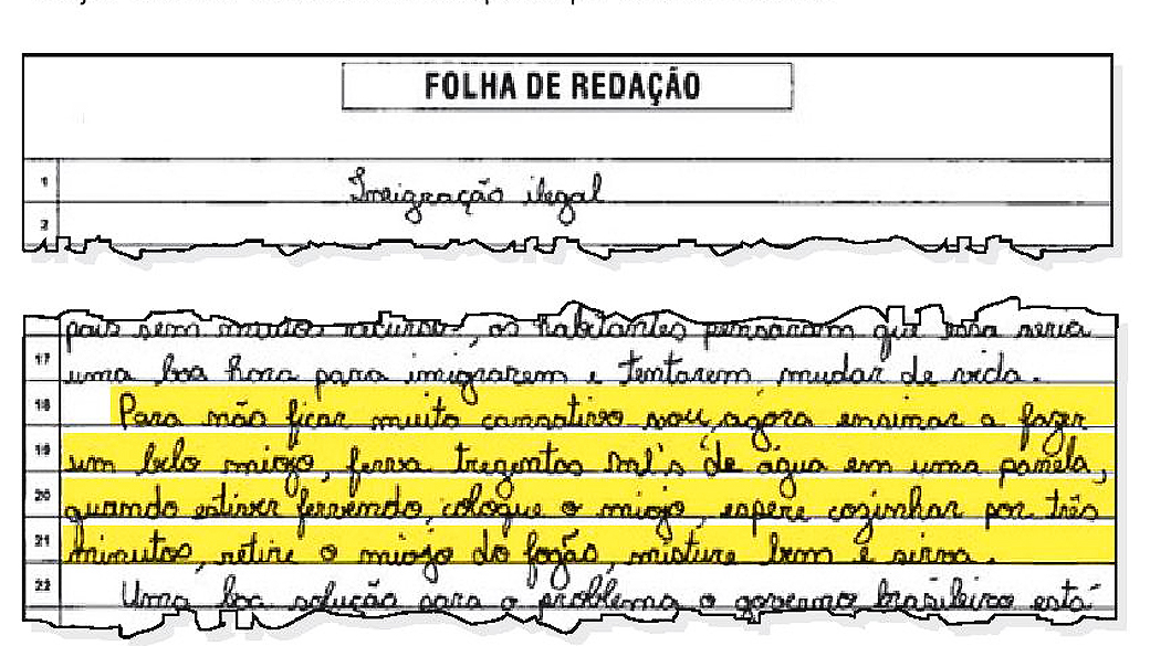 Em redação, candidato escreve: "Para não ficar muito cansativo, vou ensinar a fazer um belo miojo"