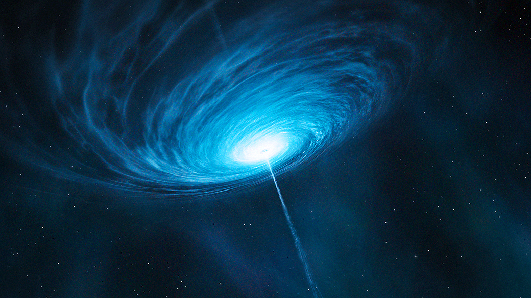 Concepção artística do quasar brilhante 3C 279