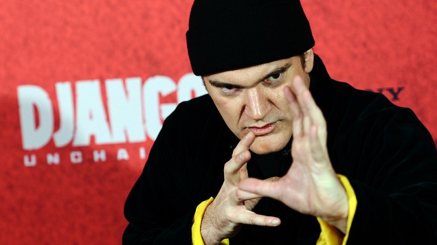 Diretor americano Quentin Tarantino faz pose na chegada à pré-estreia de seu filme Django livre em Berlim, na Alemanha