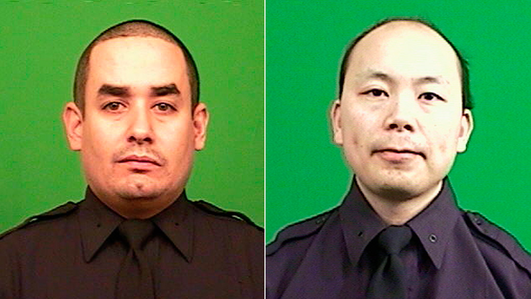 Os policiais Rafael Ramos e Wenjian Liu