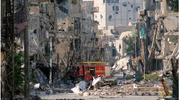 Rastro de destruição na cidade síria de Maaloula