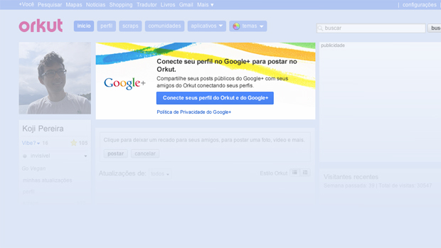 Recurso do Orkut para vincular perfil ao Google+