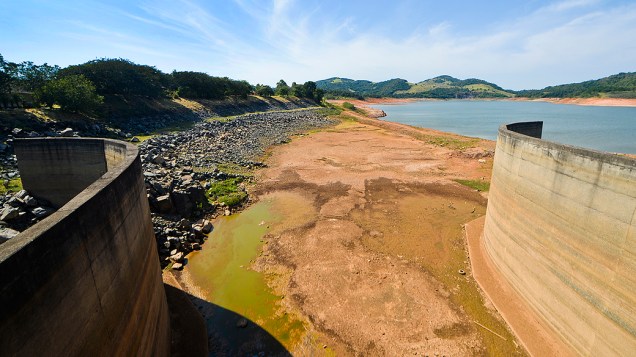 <p>Vista do reservatório Jaguari, que faz parte do Sistema Cantareira, na região de Vargem</p>