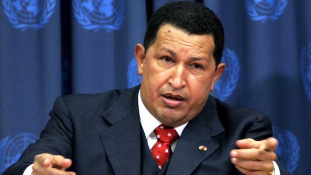 Hugo Chávez durante coletiva de imprensa em reunião da cúpula mundial na sede da ONU em Nova York, em 15/09/2005