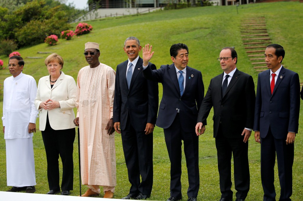 Os líderes do G7 posam para a foto oficial nesta sexta-feira na reunião de cúpula de Ise Shima, no Japão