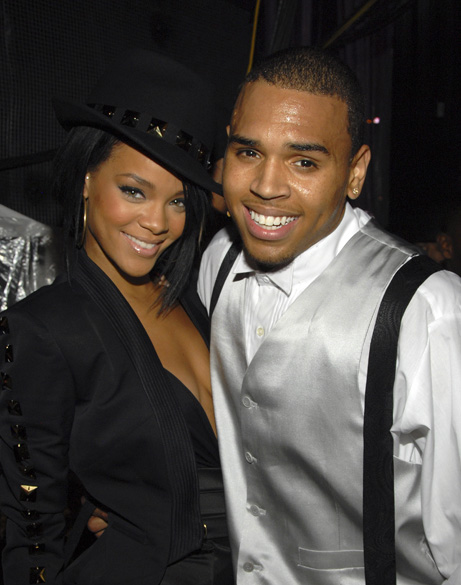 Rihanna e Chris Brown durante o MTV Video Music Awards, em 2007