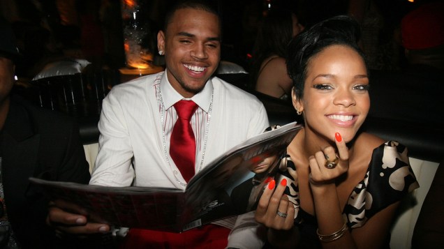 Rihanna e Chris Brown em Hollywood, em 2008