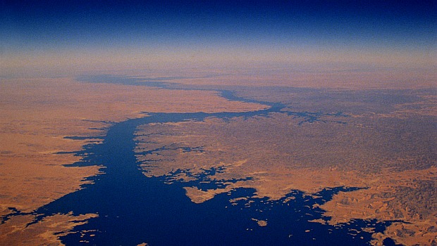 O Rio Nilo, na África, um dos maiores do mundo, visto do espaço