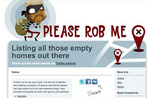 Apresentação do site 'Please Rob Me'