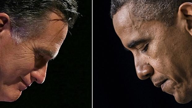 O republicano Mitt Romney e o democrata Barack Obama, que busca a reeleição, se enfrentam no primeiro debate da disputa presidencial nesta quarta