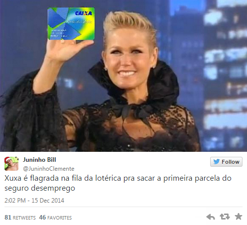 Xuxa recebe seguro desemprego
