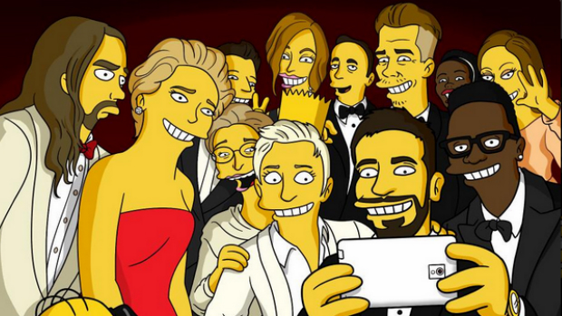 Versão Os Simpsons da selfie dos famosos no Oscar 2014