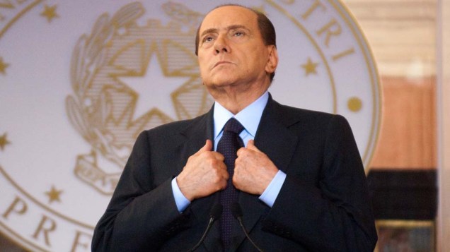 O primeiro-ministro italiano Silvio Berlusconi durante evento em Roma, Itália