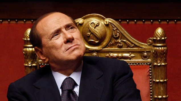 Silvio Berlusconi durante um debate no Senado em Roma, Itália
