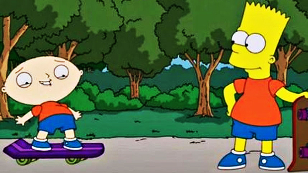 Imagens do encontro entre os personagens de Os Simpsons e Family Guy foram divulgadas em maio pela Fox