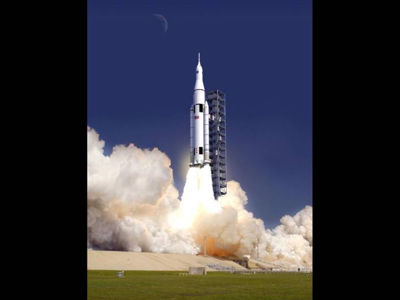 O novo foguete, chamado SLS, será capaz de levar ao espaço 130 toneladas, quase cinco vezes mais que os ônibus espaciais