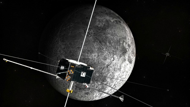 Concepção artística da sonda Artemis orbitando a Lua